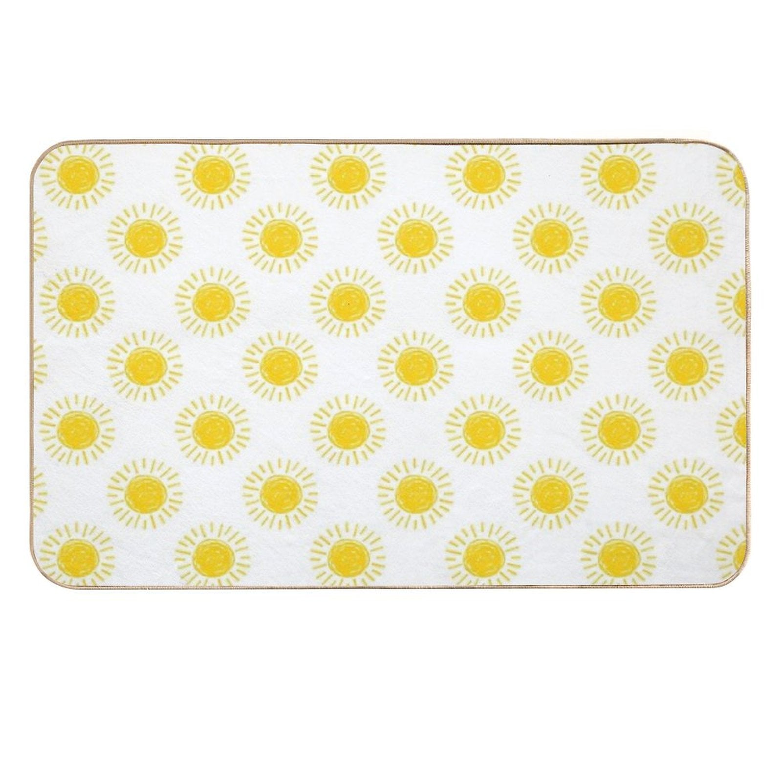 Hand Drawn Sun, Yellow Doodles Seamless Illustration Pattern  Versatile Bath Mat
