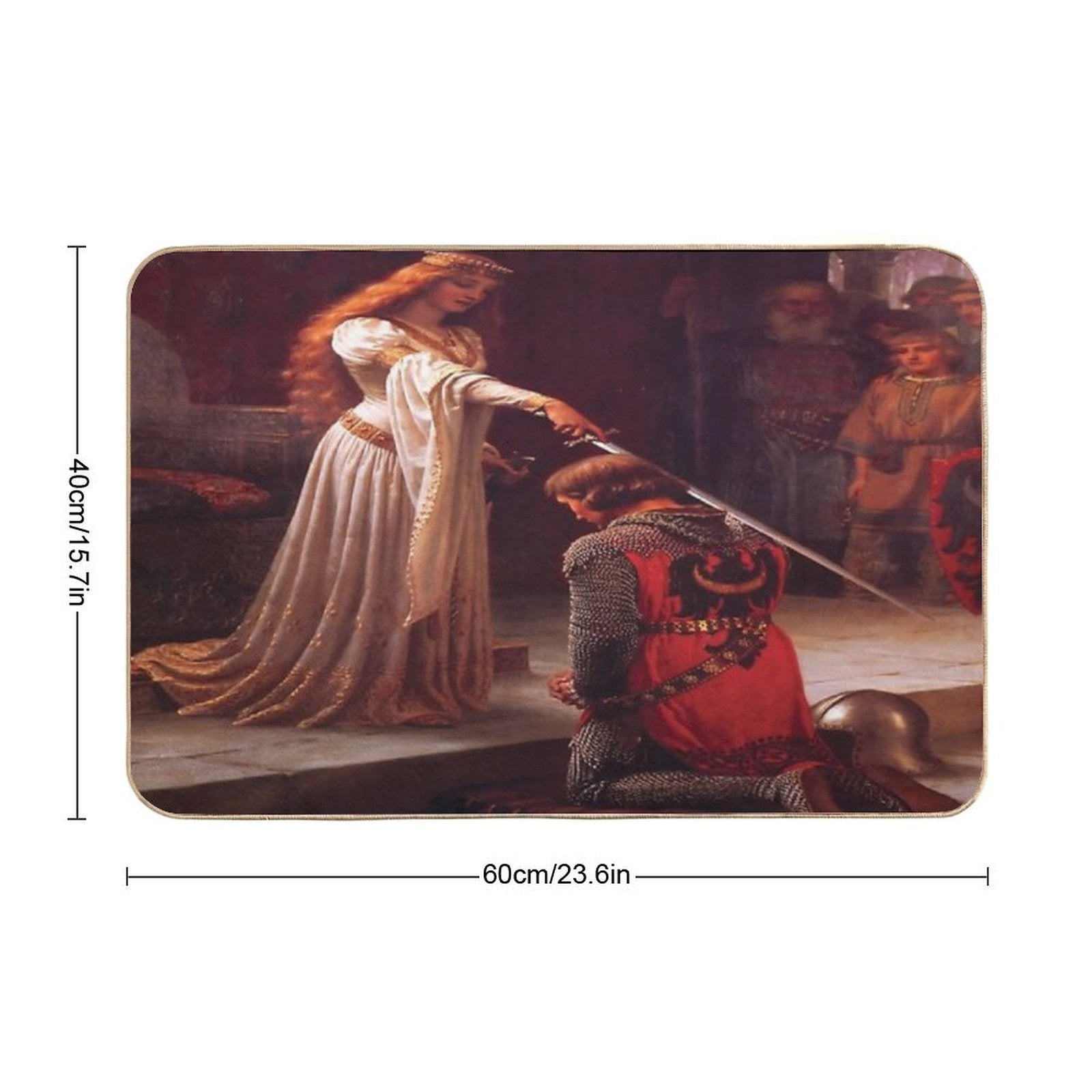 Accolade by Edmund Blair Leighton Medieval Knight Sword And Lady  Multi-Purpose Bath Mat