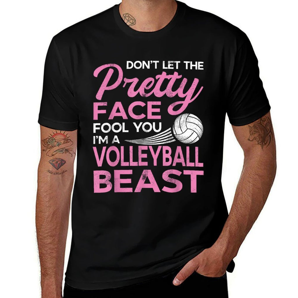 Funny Volleyball Girl with Pretty Face  Easy-care T-Shirt