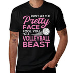 Funny Volleyball Girl with Pretty Face  Easy-care T-Shirt