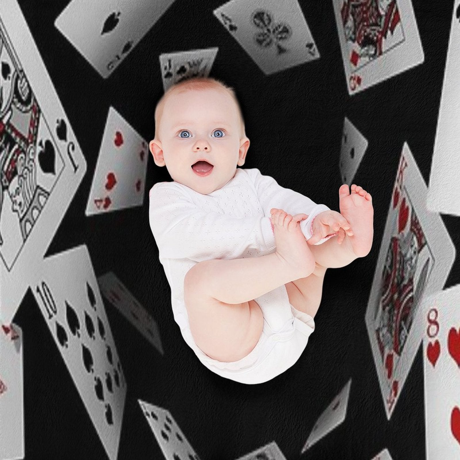 Falling Cards Wrinkle-free Throw Blanket