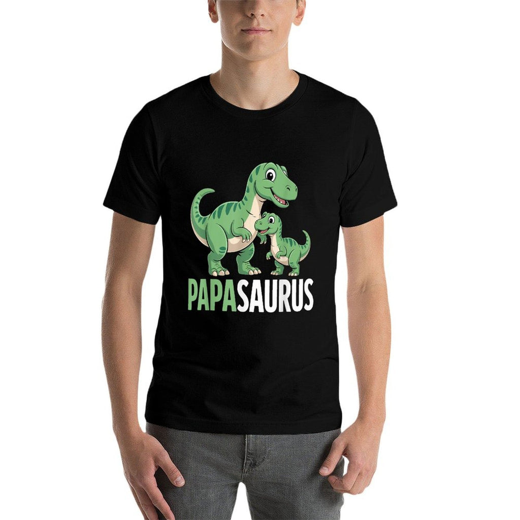 Fathers Day Papasaurus Funny Dino Kids Dad  Fade-proof Color T-Shirt