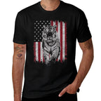 Patriotic Tiger 4th of July Patriotic USA Independence Day  Heathered Texture T-Shirt