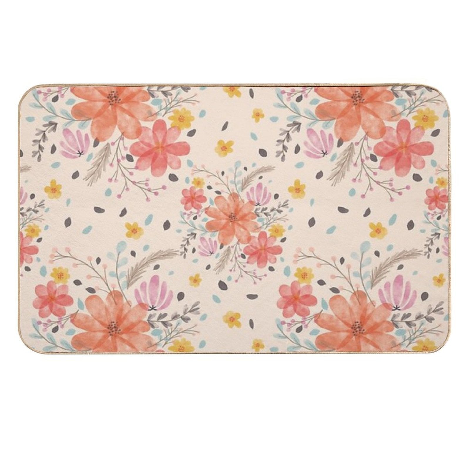 Floral Watercolor Bouquet Repeat Pattern  Non-Slip Bath Mat