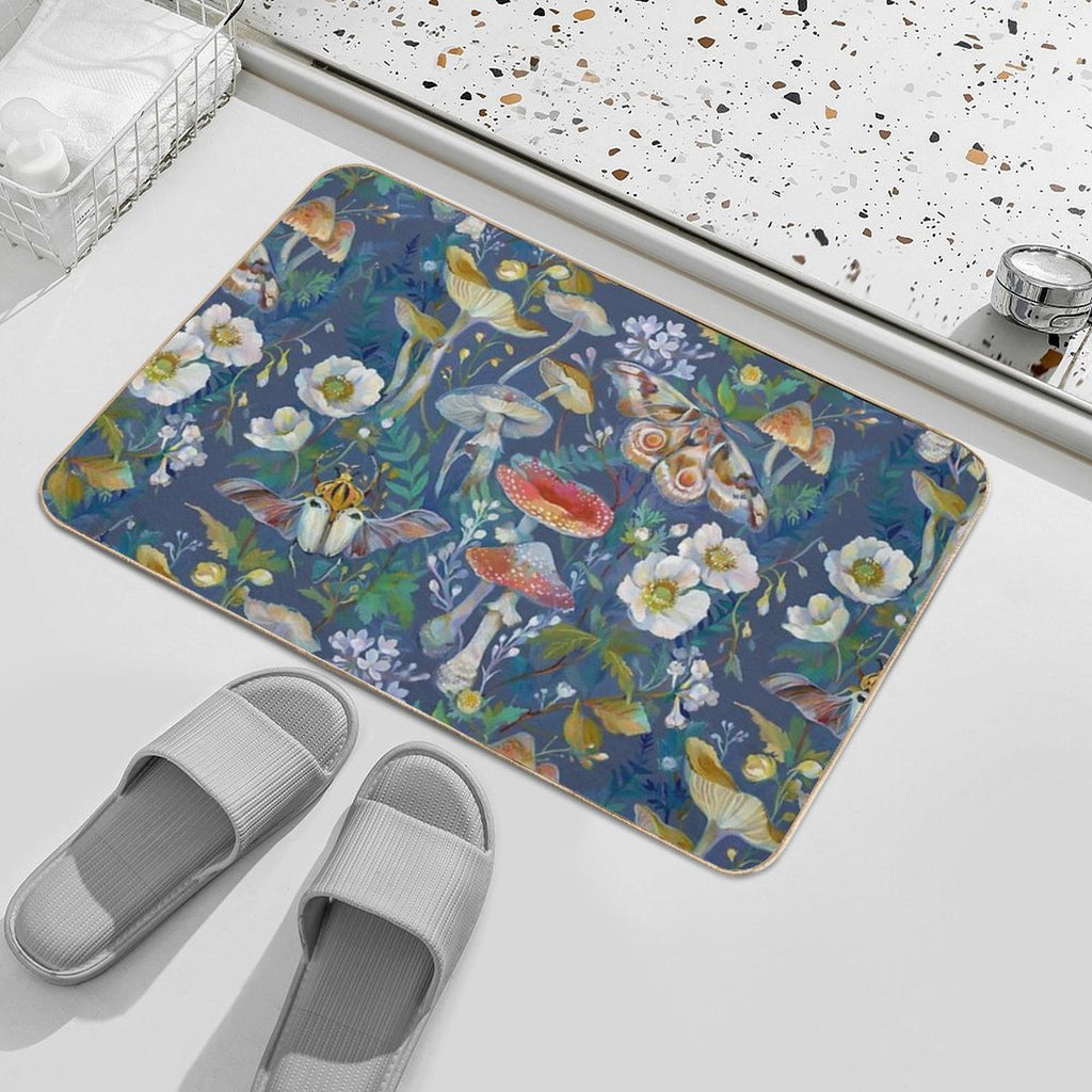 Beetle Mushroom Moth Garden  Rapid-Drying Bath Mat