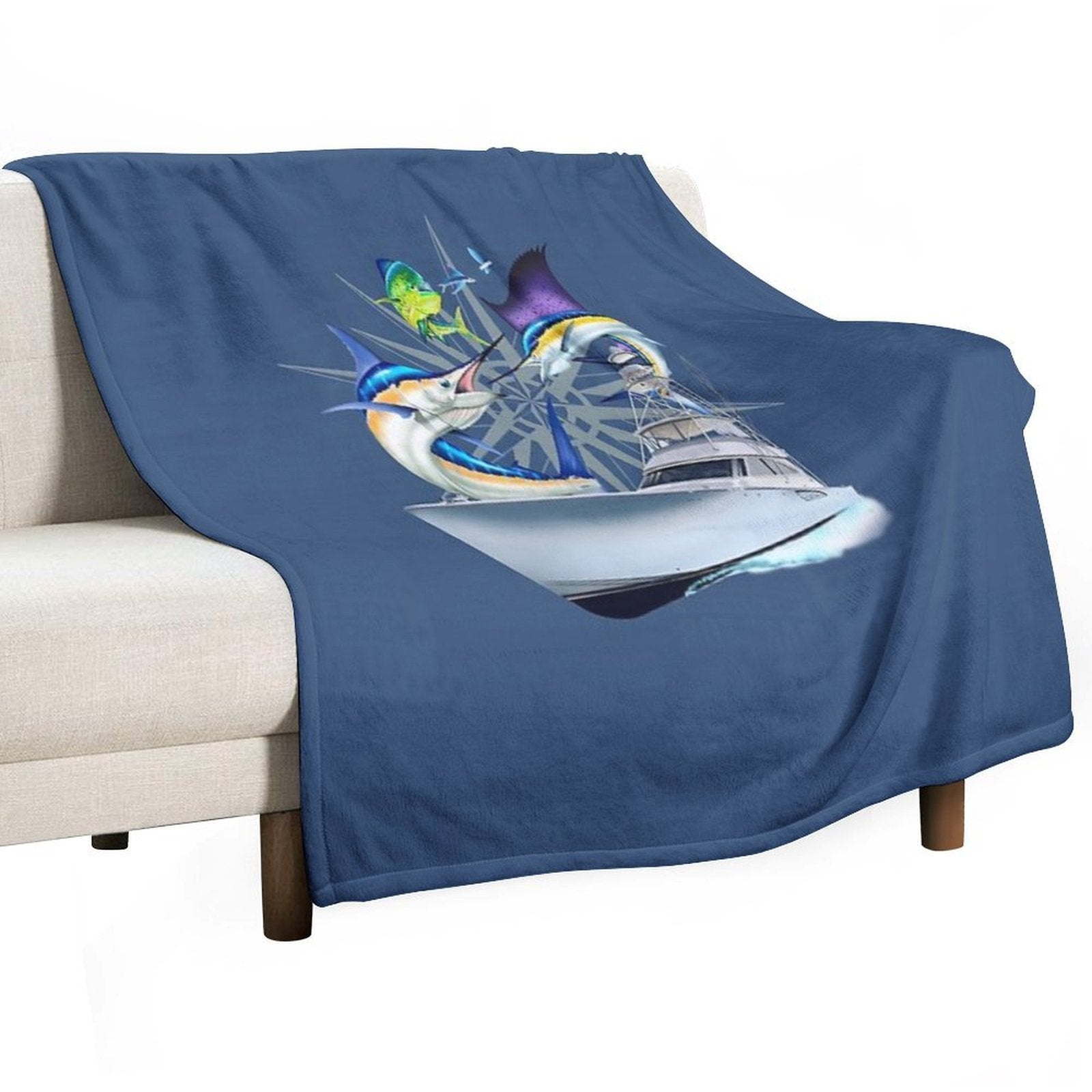 Offshore Billfish - Blue Marlin, Sailfish, Mahi Mahi, Viking Yacht Anti-pilling Throw Blanket