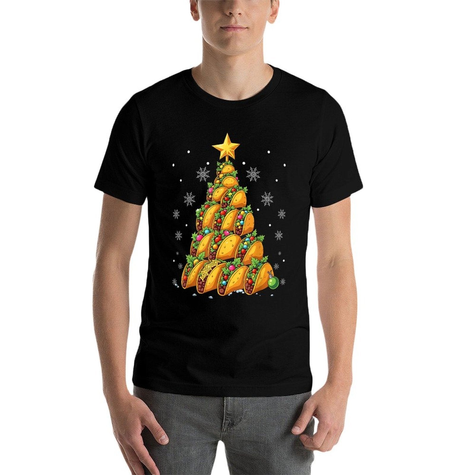 Taco Christmas Tree Xmas Mexican Food Men Women Kids  Stretchy T-Shirt
