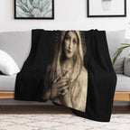 Vintage Virgin Mary Painting Travel-friendly Throw Blanket