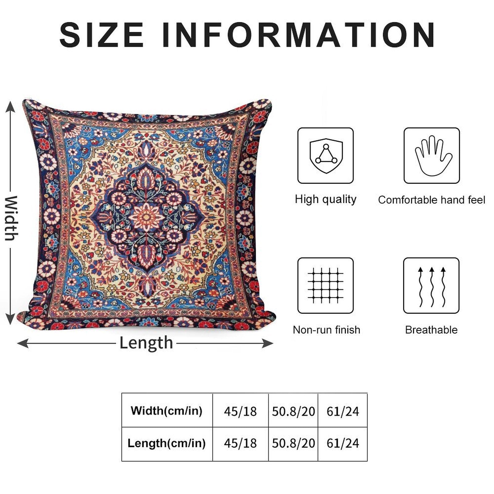 Kashan Central Persian Rug Print Soft Skin-Friendly Throw Pillow