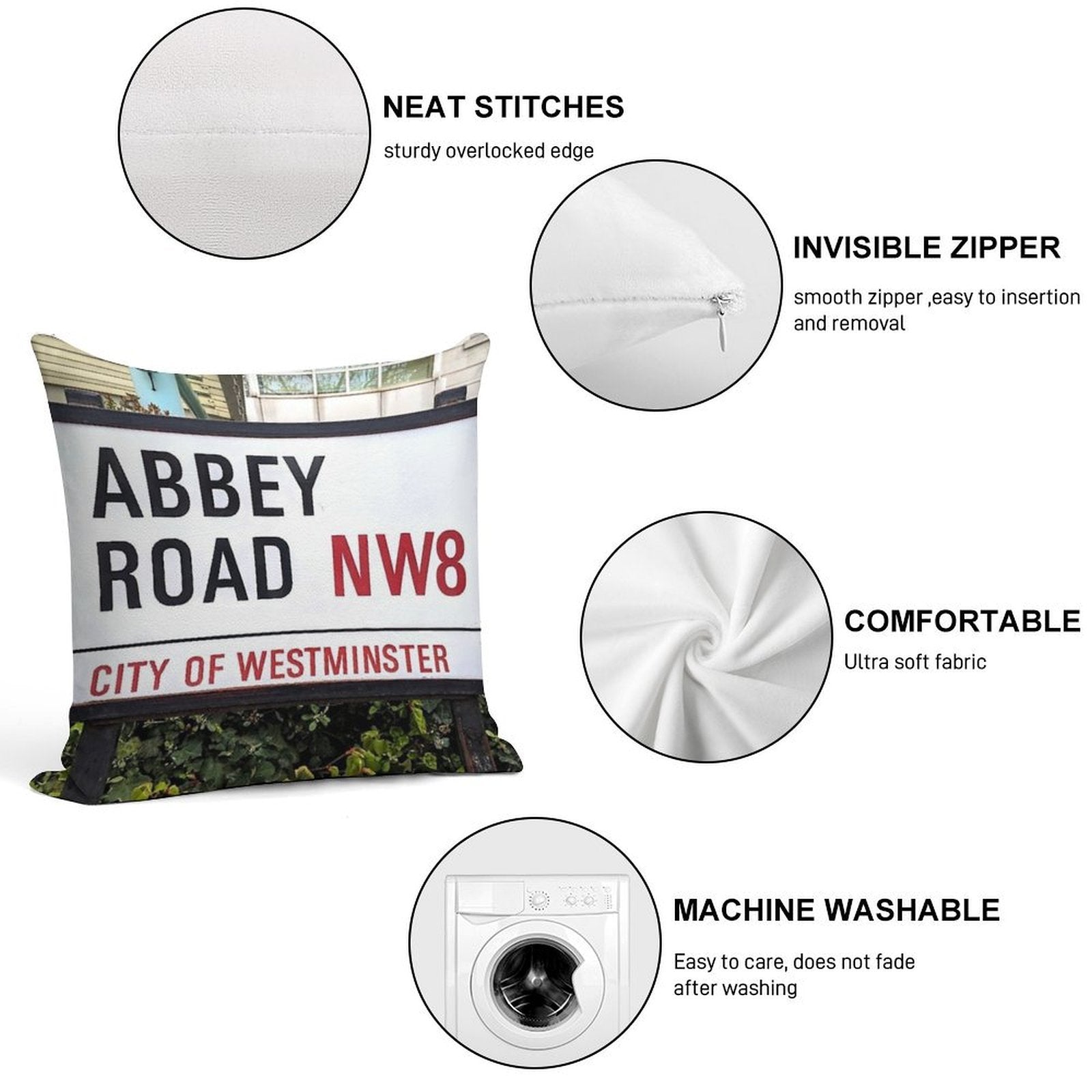 Abbey Road Soft Easy Maintenance Throw Pillow