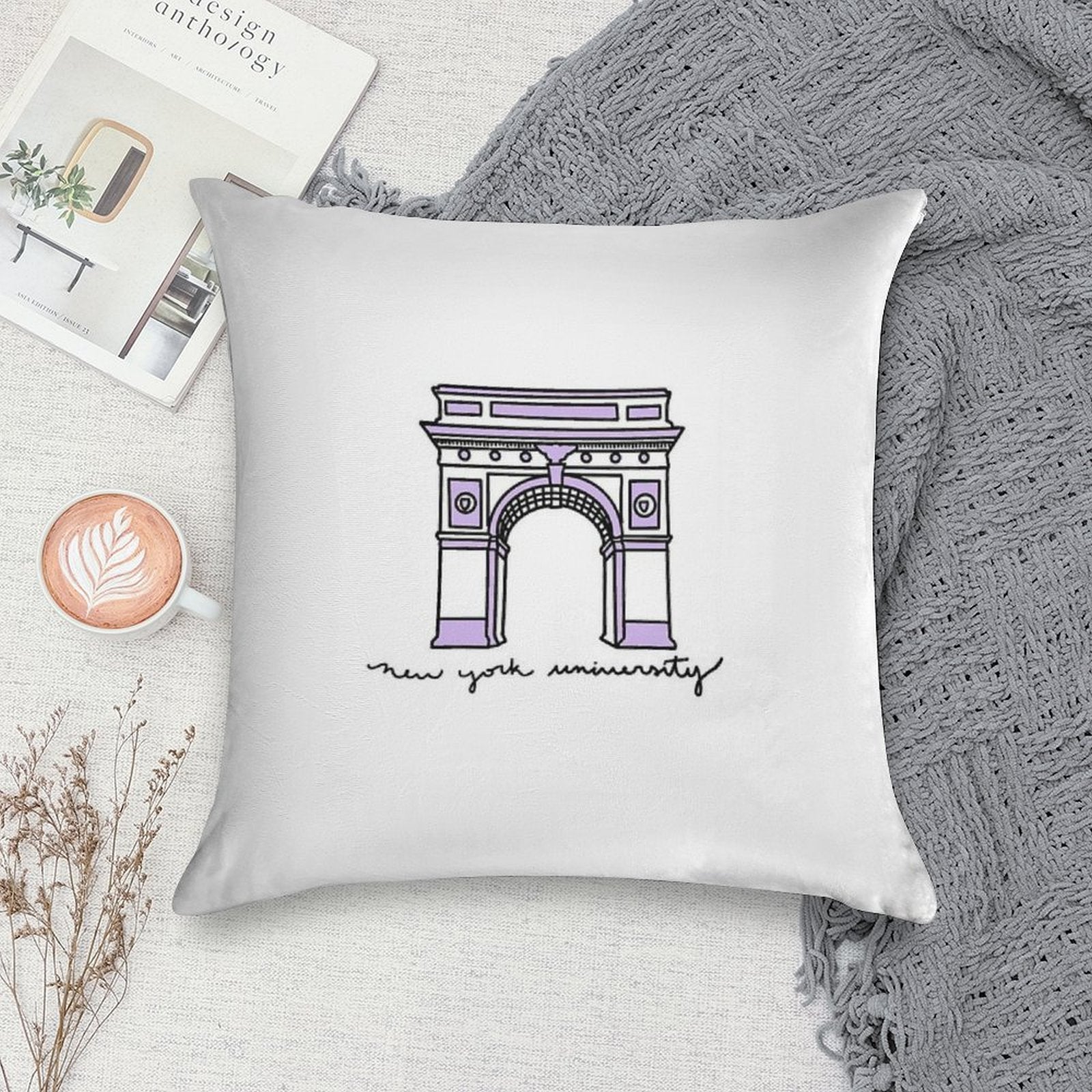 NYU Sticker Soft Skin-Friendly Throw Pillow