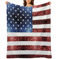 USA Flag Red Blue Faux Sparkles Glitters 4th of July Patriotic Girly Design (Photo of Glitter - Not Reflective) All-season Throw Blanket