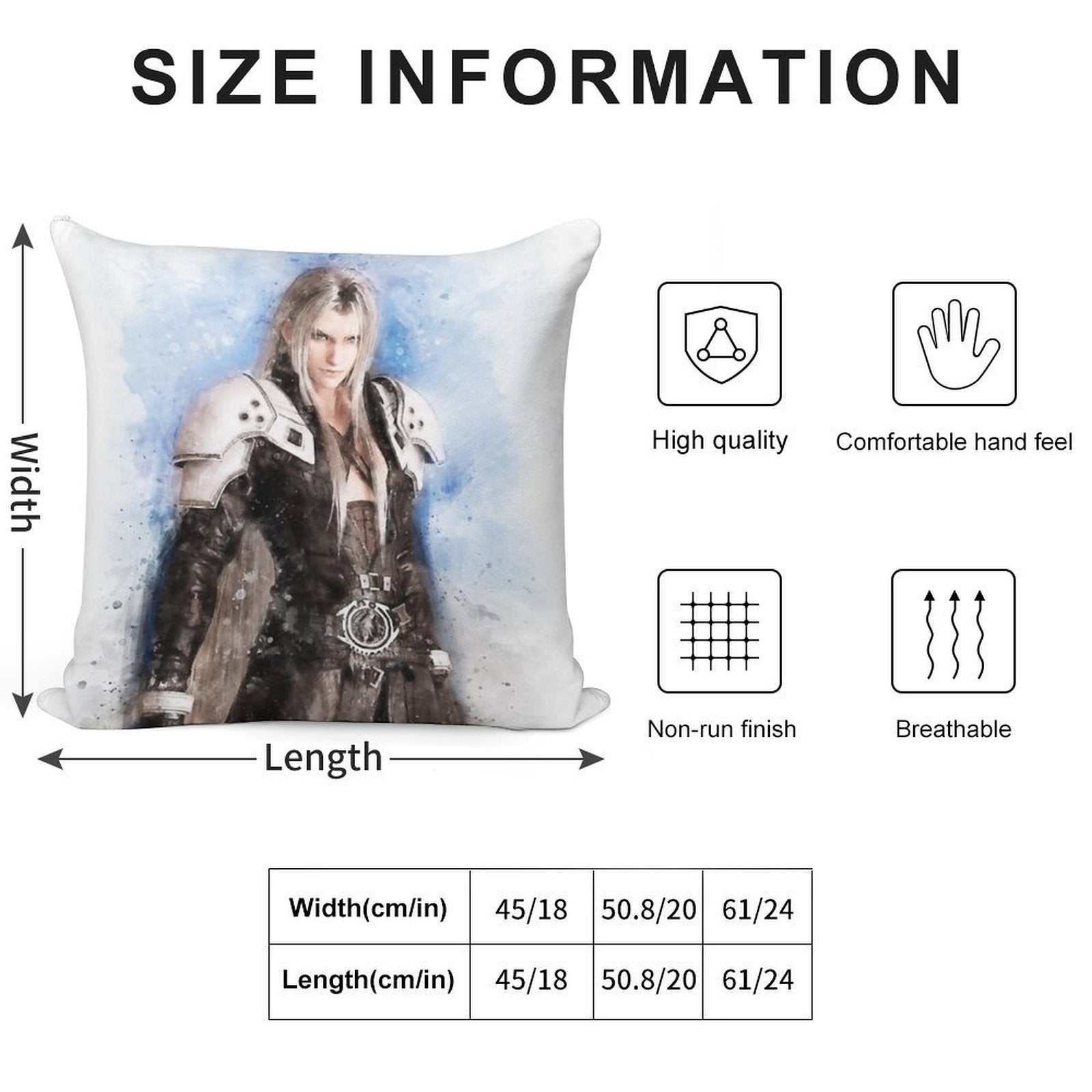 Sephiroth Watercolor Soft Ultra-Soft Texture Throw Pillow