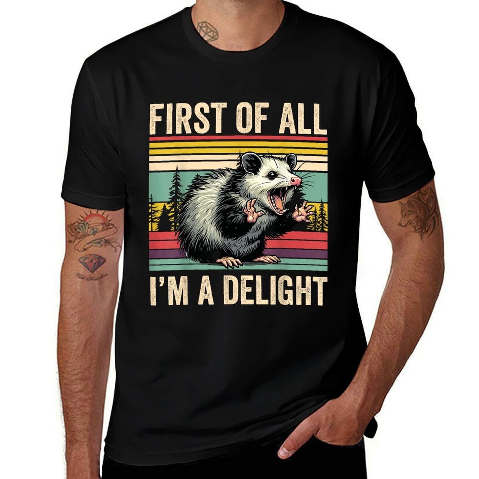 Opossum First Of All Im A Delight Possum Gifts For Men Women  Heathered Texture T-Shirt
