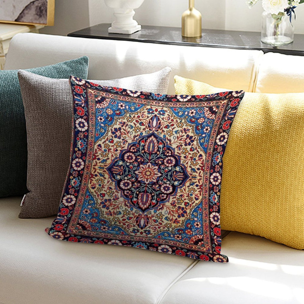 Kashan Central Persian Rug Print Soft Skin-Friendly Throw Pillow