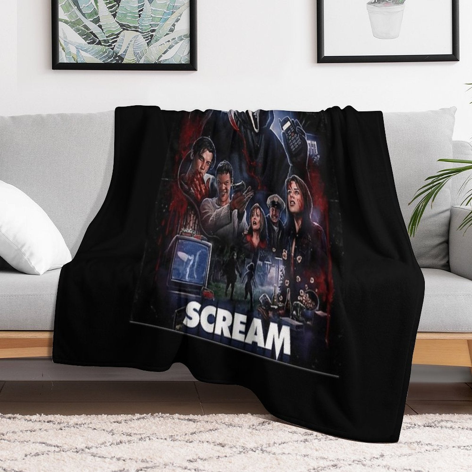 Scream Horror Movie Artwork Poster Premium Throw Blanket