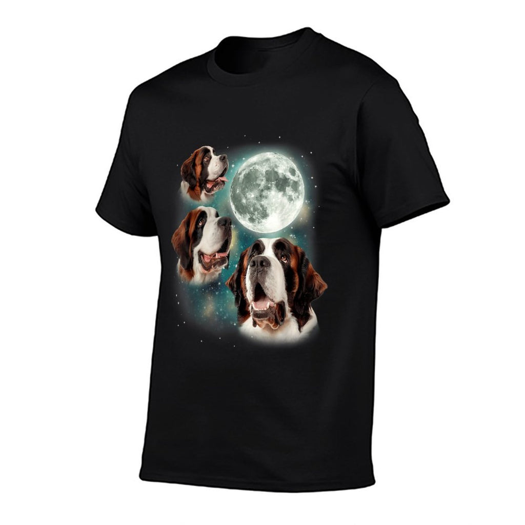 Three St Bernard Moon  3 Rescue Dog Howling Meme Canine Pup Men Women  Versatile T-Shirt