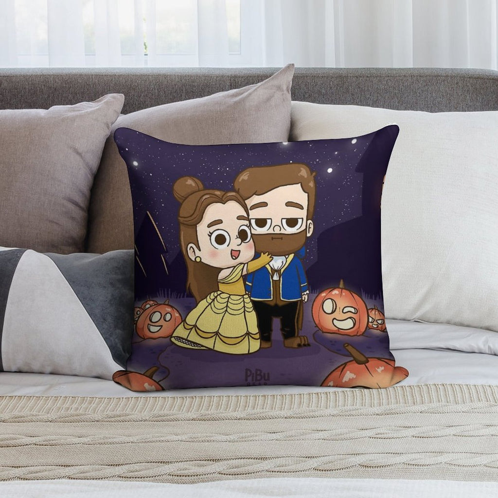 Pibu-beauty And Beast - Pibubear Soft Ultra-Soft Texture Throw Pillow