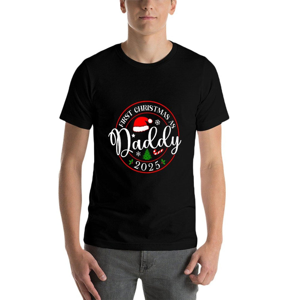 First Christmas As Daddy 2025 1st Christmas Matching Family  Relaxed-fit T-Shirt