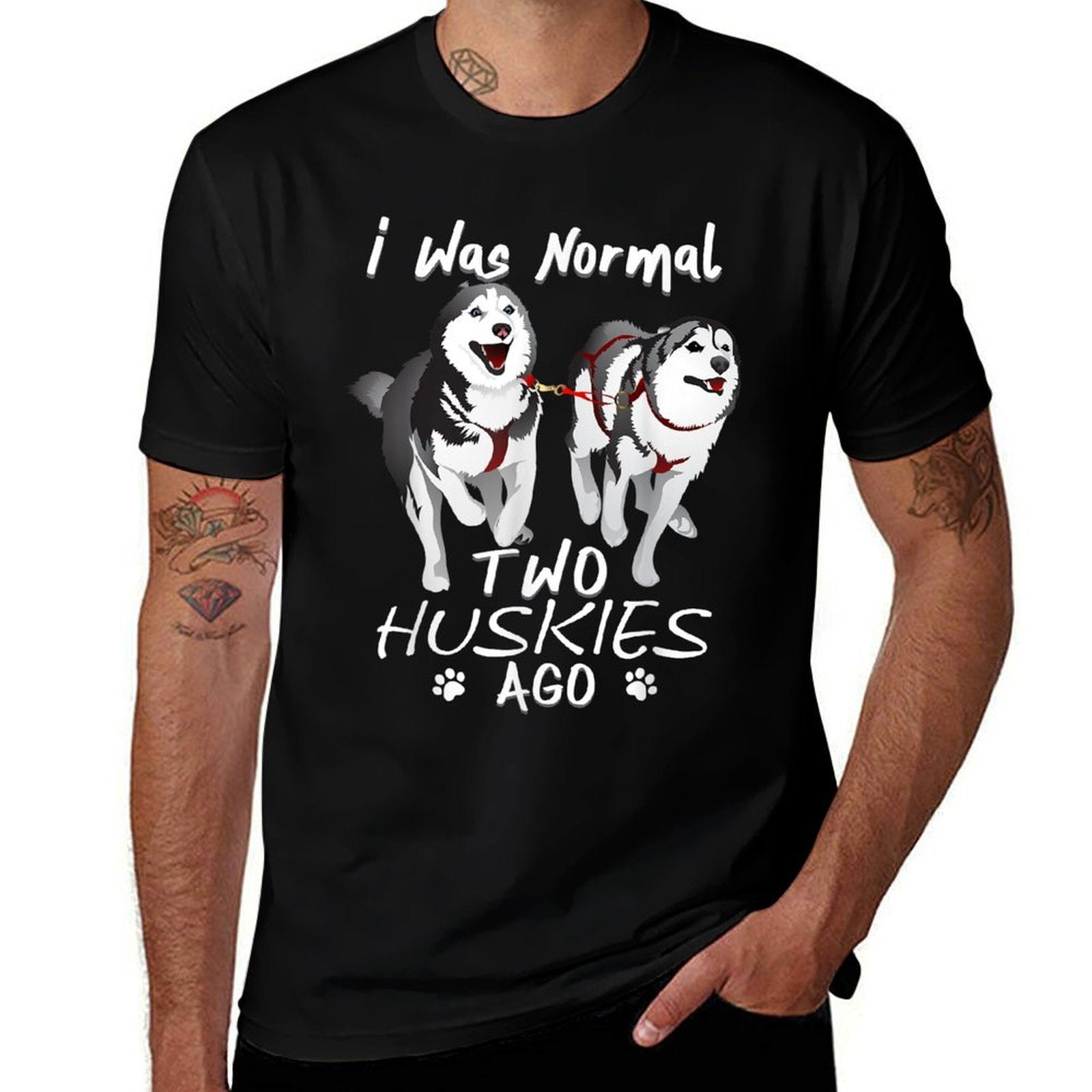 I Was Normal 2 Siberian Huskies Ago - Awesome Cute Dog Men Women  Heathered Texture T-Shirt