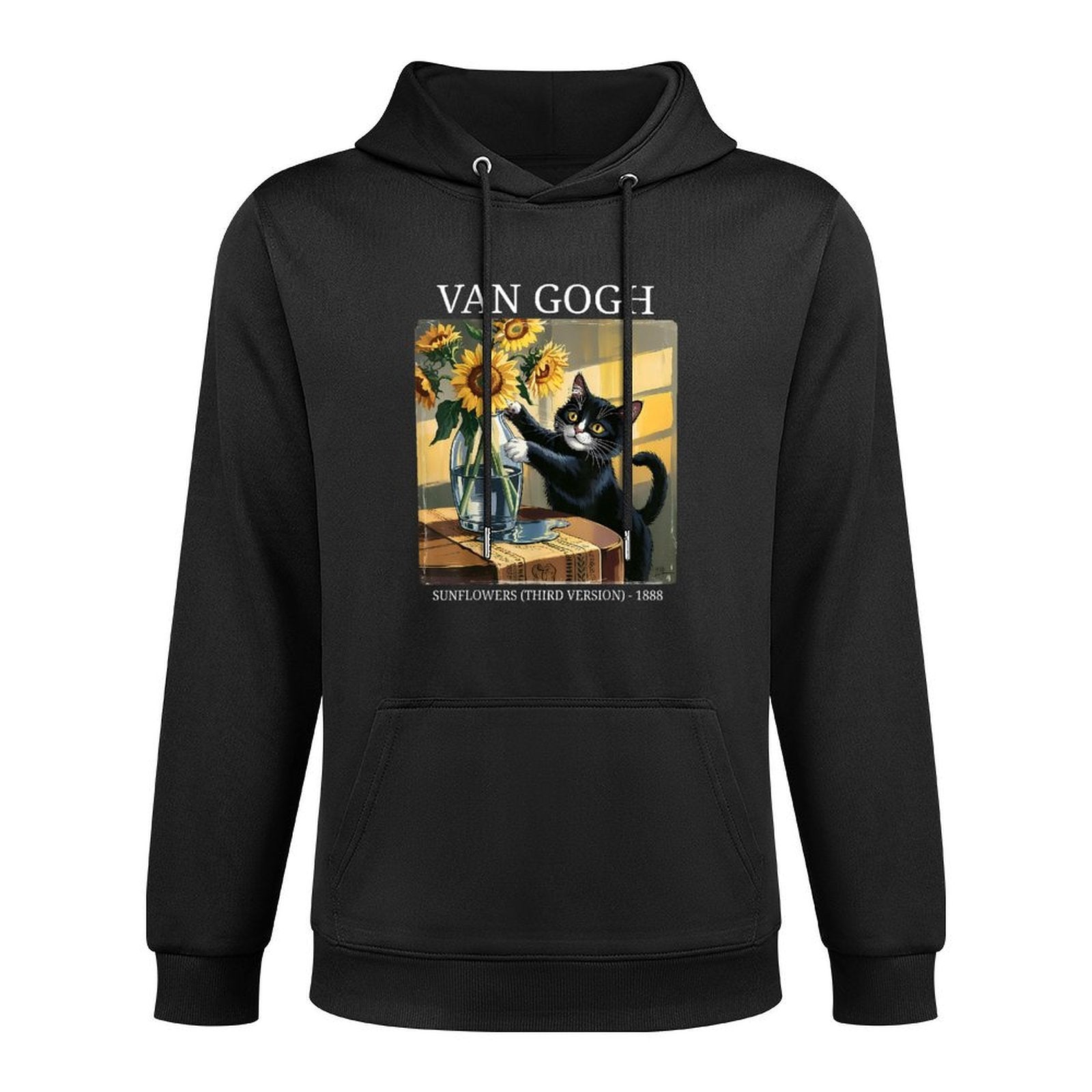 Van Gogh Sunflowers Cat Art Funny Meme Vintage Graphic Unisex Design Hoodie