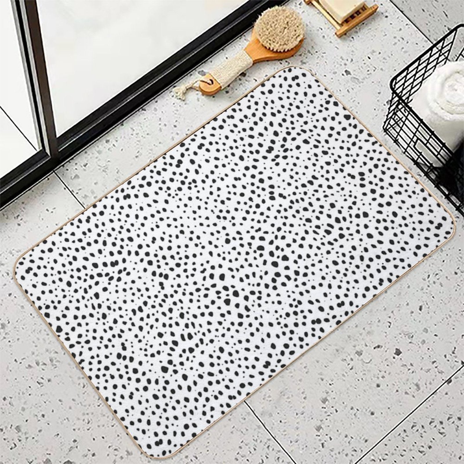 Dalmatian Spots - Black And White Polka Dots  Versatile Bath Mat