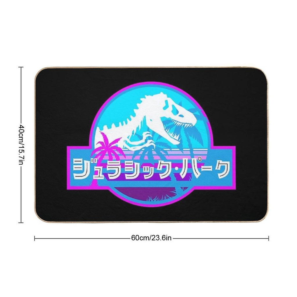 Jurassic Park Vaporwave (Japanese)  Dirt-Trapping Bath Mat