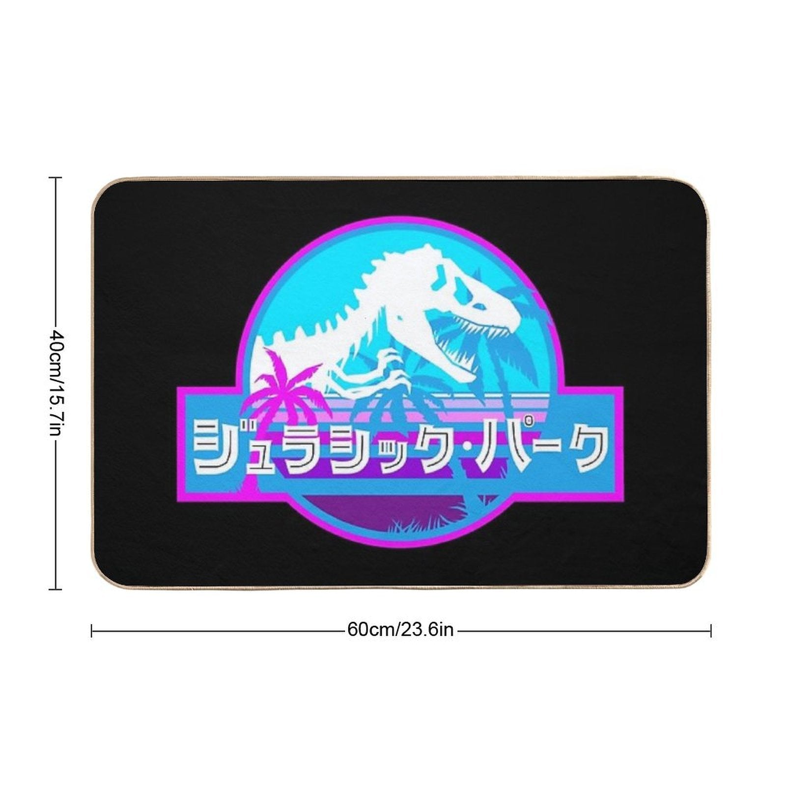 Jurassic Park Vaporwave (Japanese)  Dirt-Trapping Bath Mat