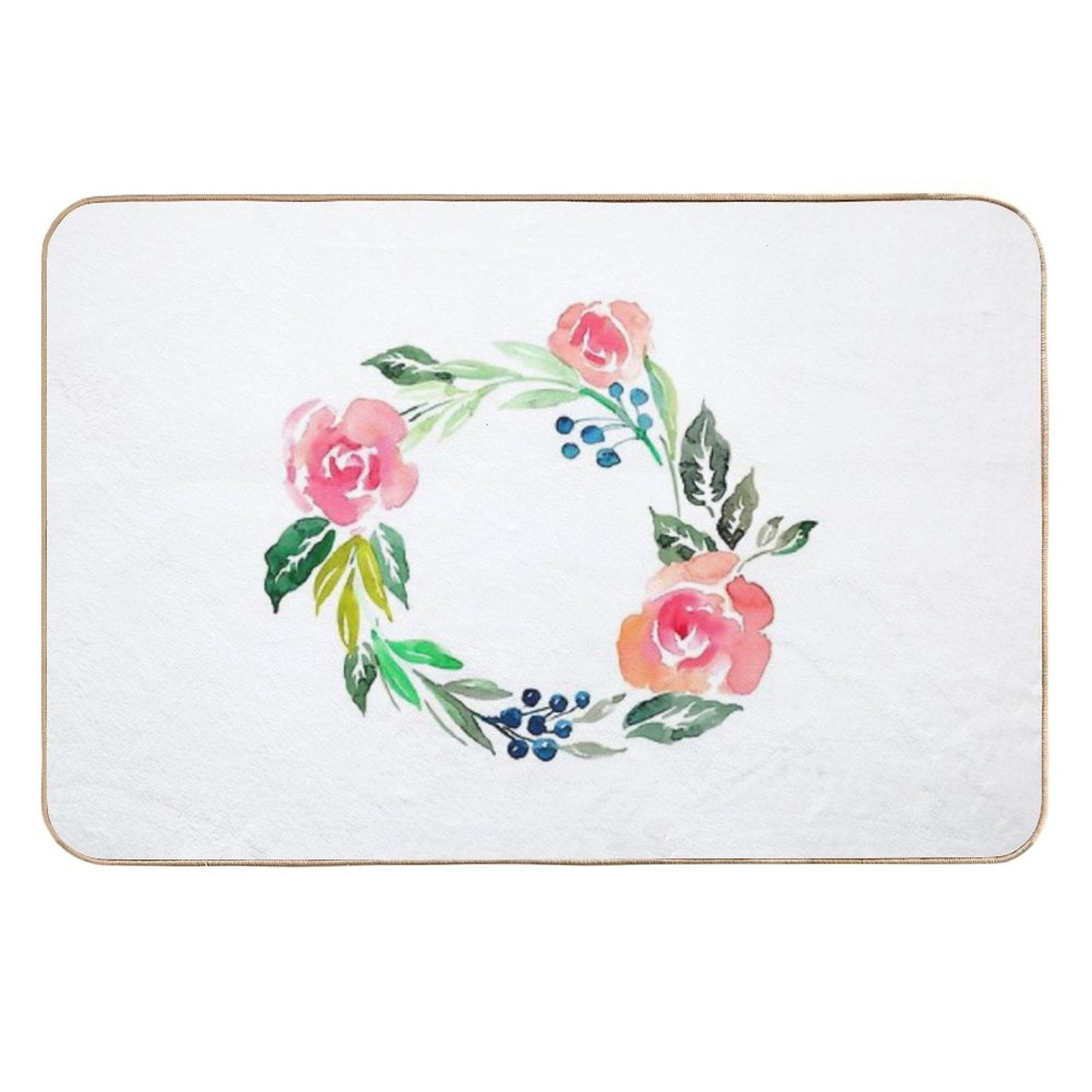 Watercolor Wreath  Slip-Resistant Bath Mat
