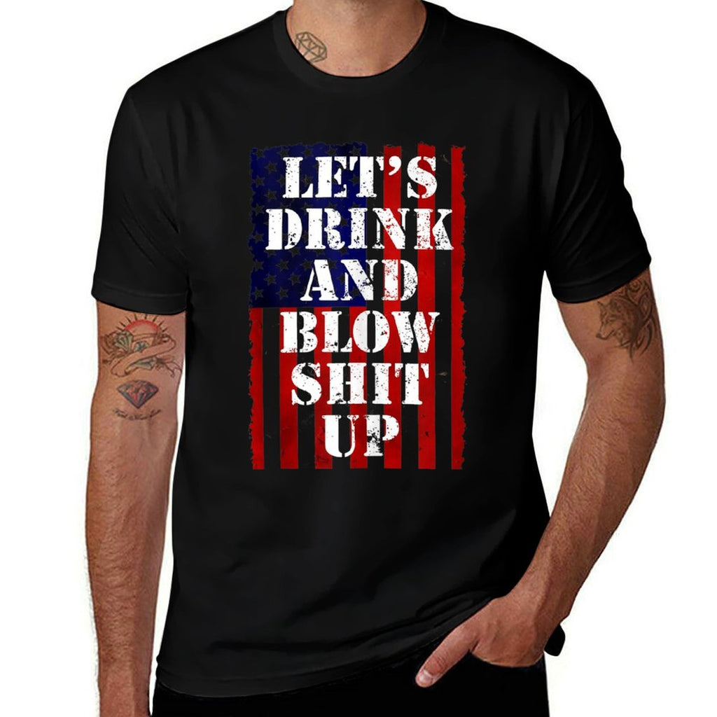 Funny Fireworkss For Men Women Day Drinking 4th July  Cotton T-Shirt