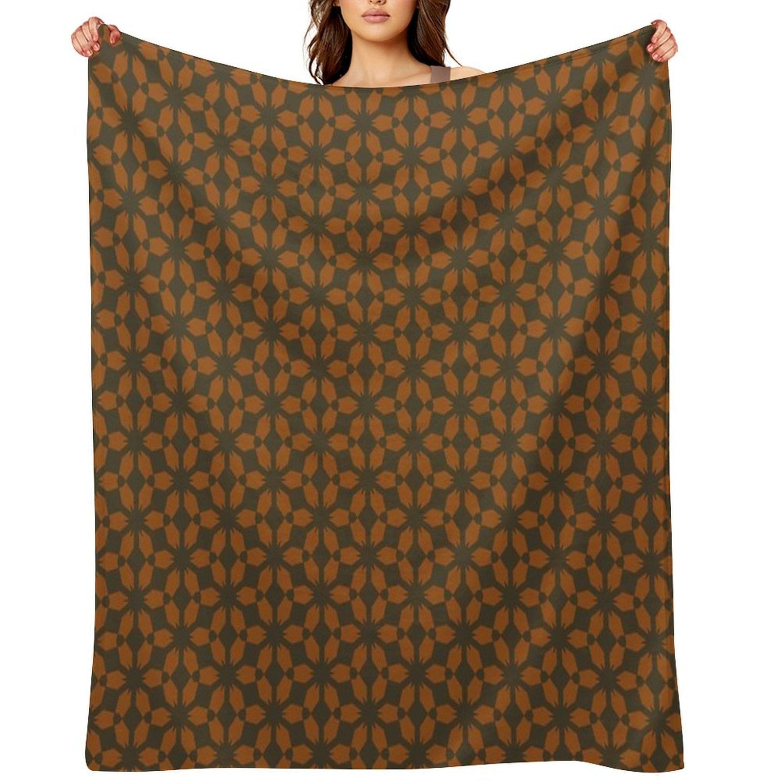 Minimalist Honeycomb Brown And Taupe Compact Throw Blanket