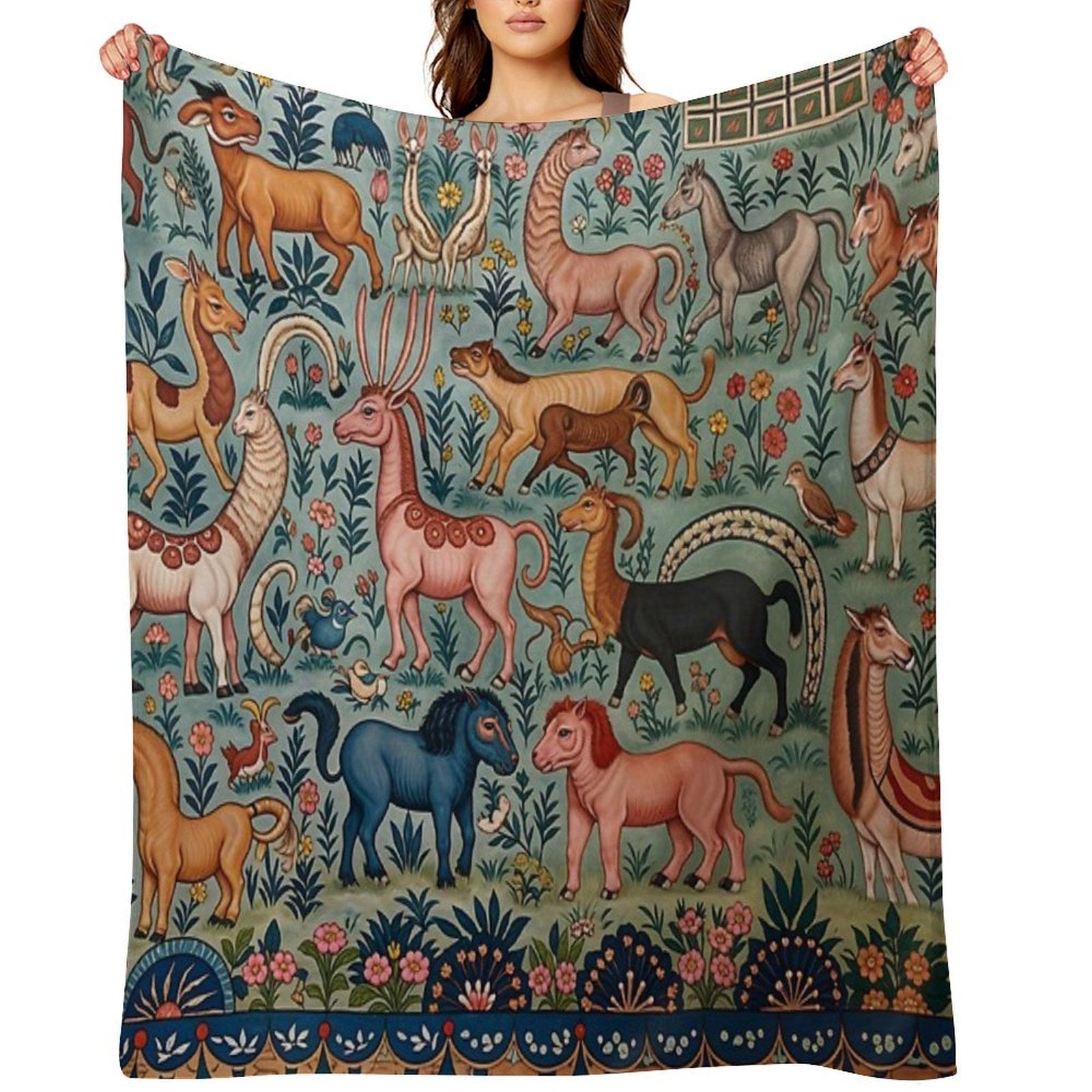 Whimsical Beastly Animals Wrinkle-free Throw Blanket