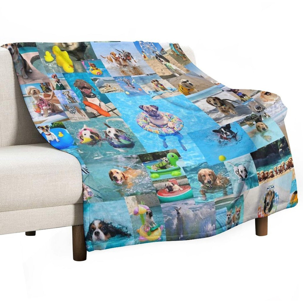 Summer Fun Dog Collage Gift-ready Throw Blanket
