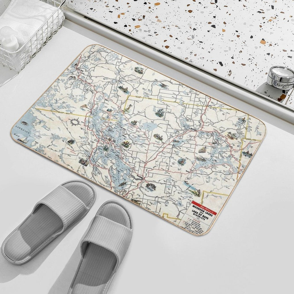 Muskoka Lakes Tourist Map 1949  Dirt-Trapping Bath Mat