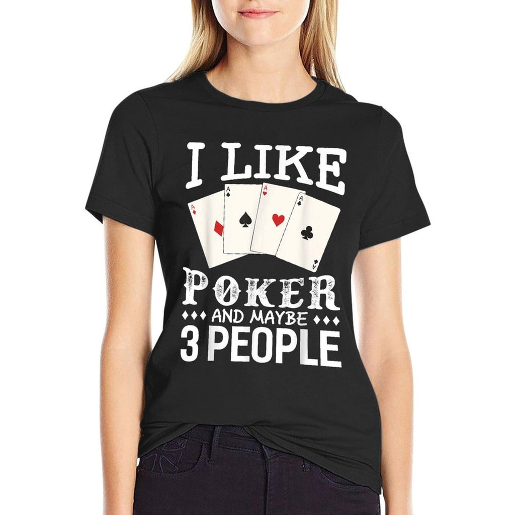 Poker Game Gifts Unisex Poker Black Small Crew Neck Letter Print Modern Poker Humor Gift  Relaxed-fit T-Shirt