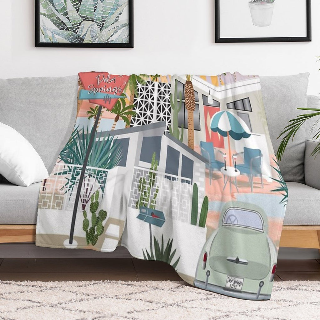 Retro Palm Springs II Easy Care Throw Blanket