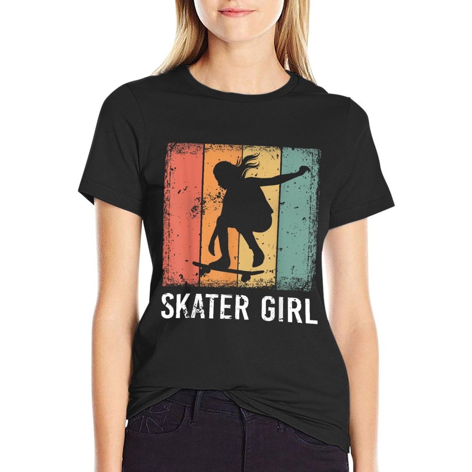 Cool Skater Art Women Girls Skateboarding Skateboard Skating Comfortable T-Shirt