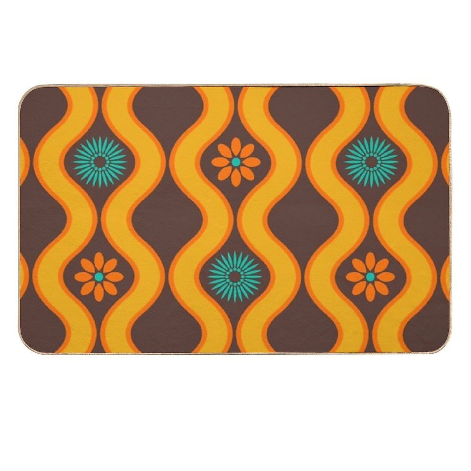 1970's Retro Vintage Seventies Floral Flowers Pattern  Rapid-Drying Bath Mat