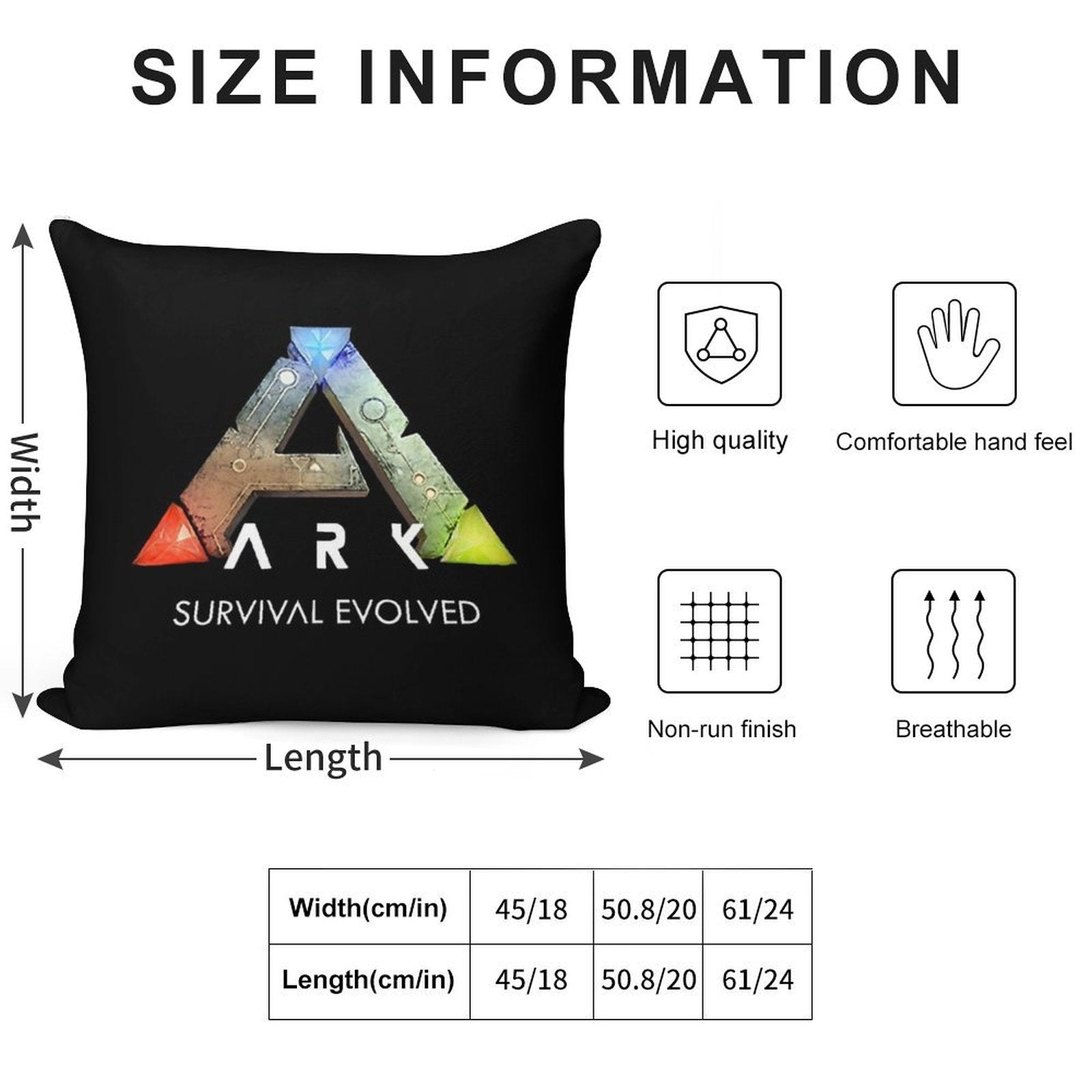 Ark Survival Evolved ( Black ) Soft Hidden Zipper Throw Pillow