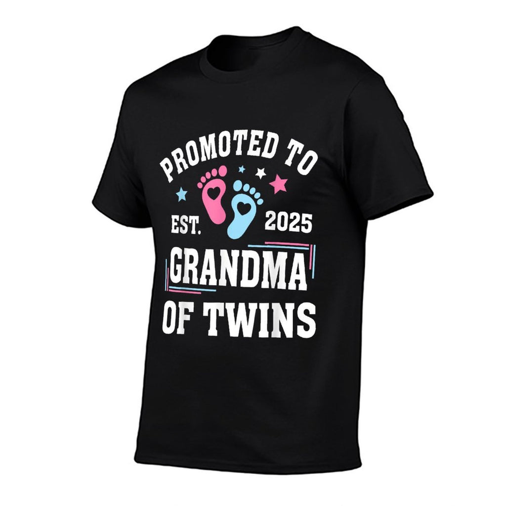 Promoted To Grandma Of Twins Est 2025 Gender Reveal  Trendy Pattern T-Shirt
