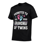 Promoted To Grandma Of Twins Est 2025 Gender Reveal  Trendy Pattern T-Shirt