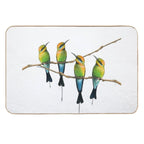 Rainbow Bee-Eaters Watercolour Design - Blue Background  Slip-Resistant Bath Mat