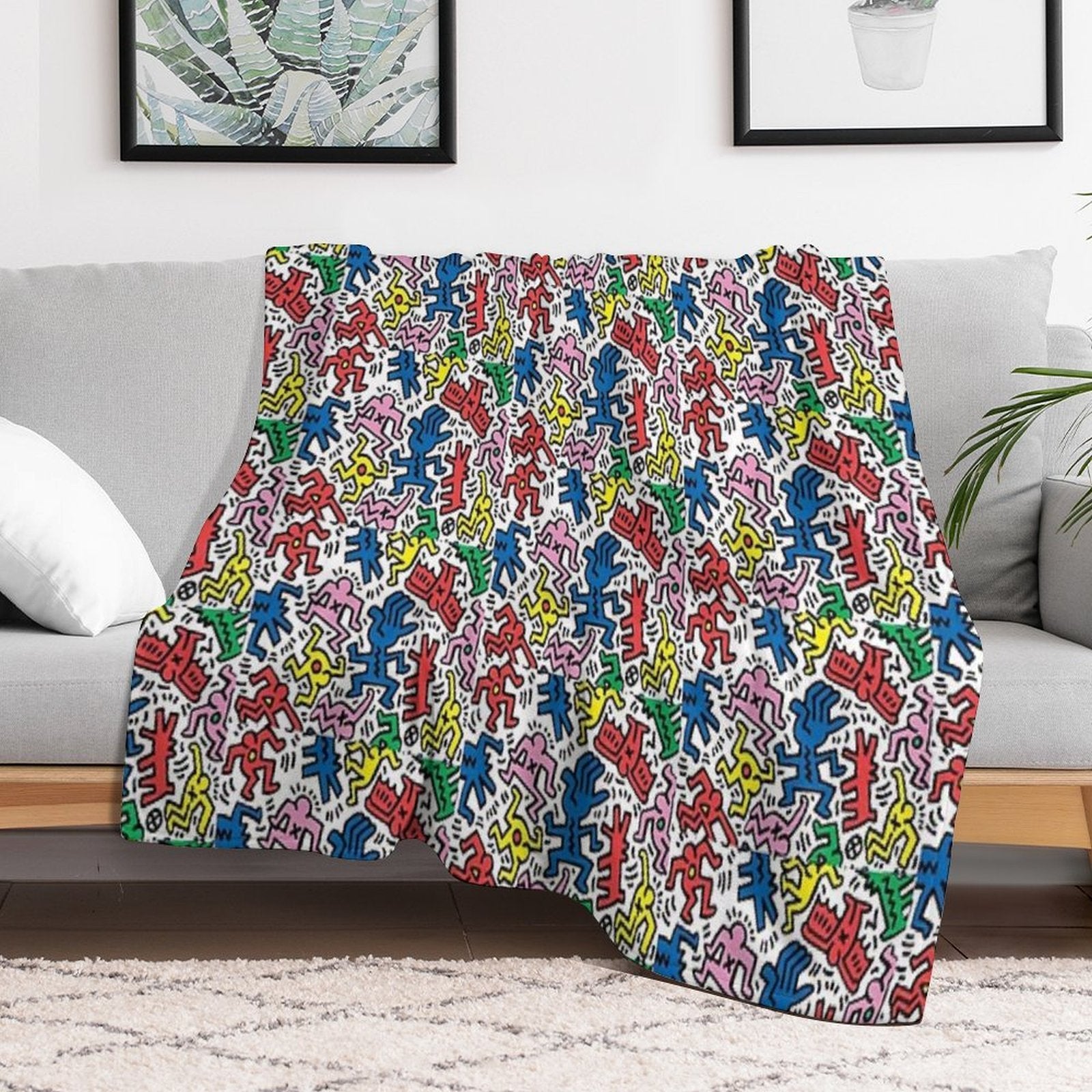 Haring Pop Art Shrink-resistant Throw Blanket