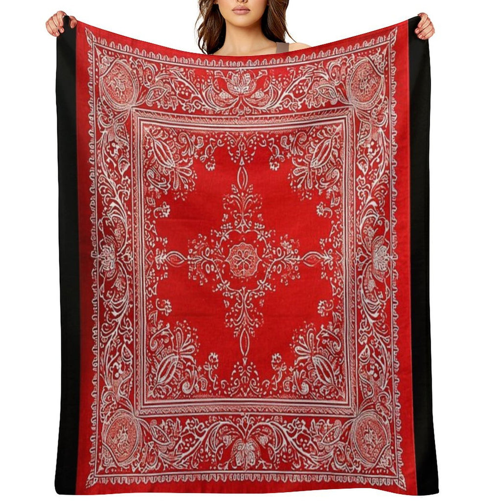 Classic Red Bandanna Style Quick-dry Throw Blanket