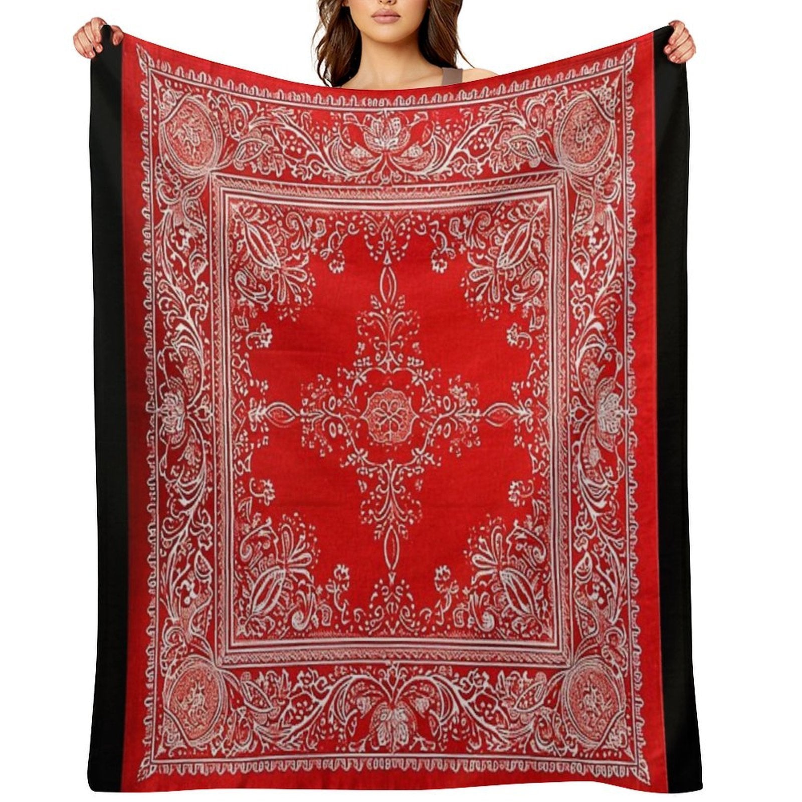Classic Red Bandanna Style Quick-dry Throw Blanket