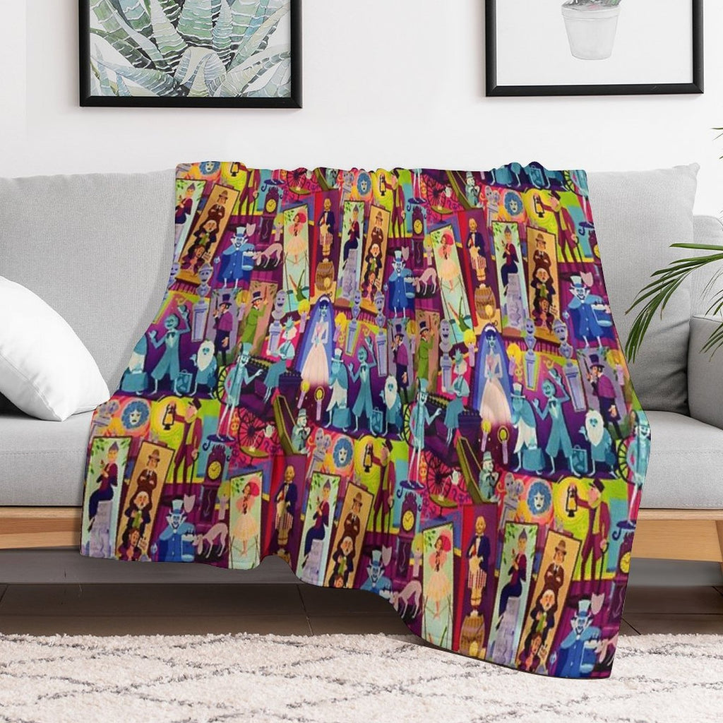 Retro Mansion Collage Multi-functional Throw Blanket
