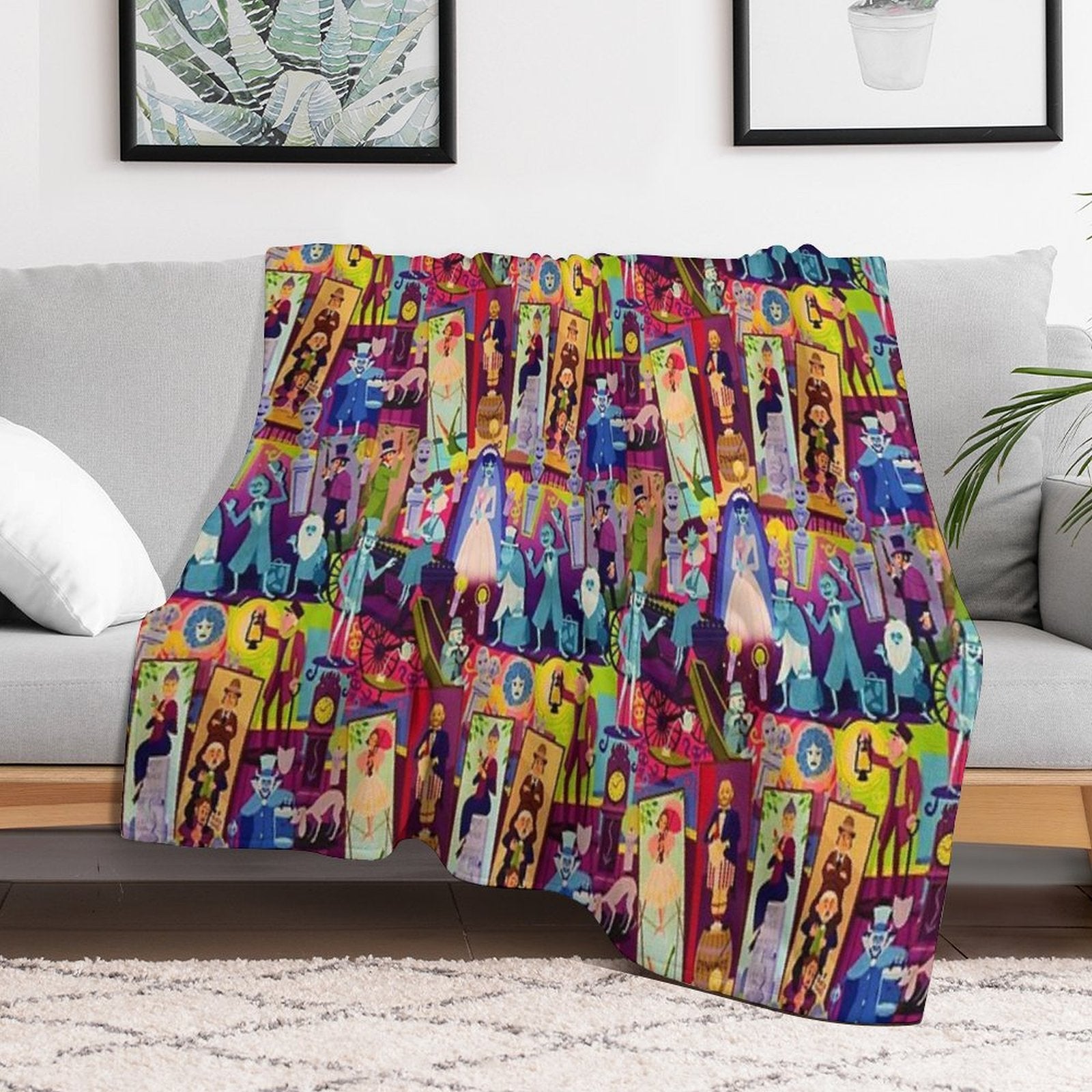 Retro Mansion Collage Multi-functional Throw Blanket
