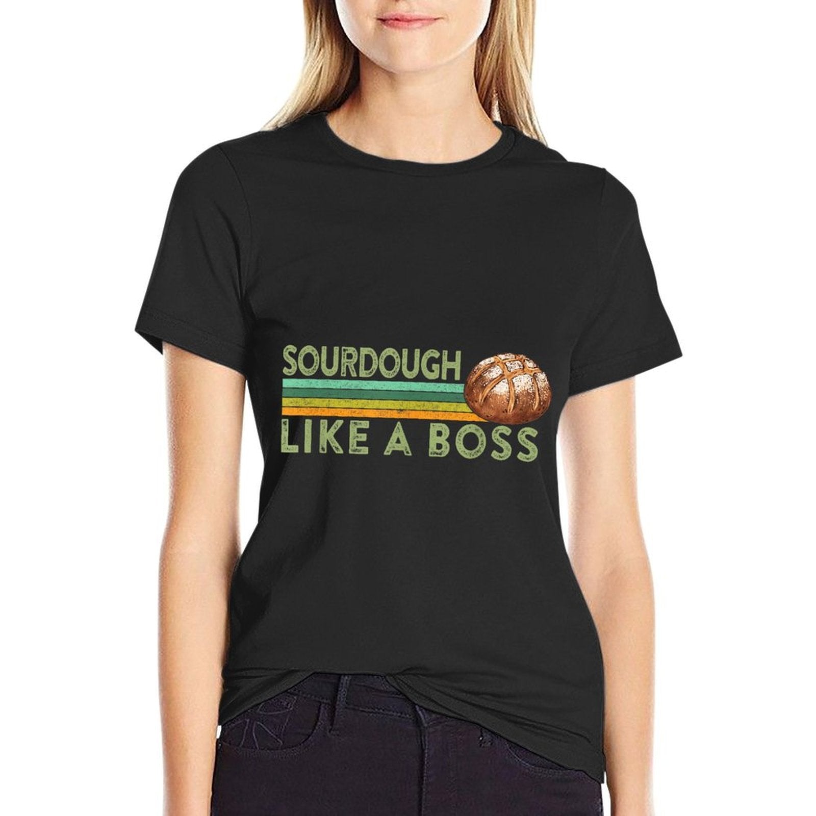 Sourdough Like A Boss Retro Sourdough Bread Baker Quote Meme  Eco-friendly Material T-Shirt