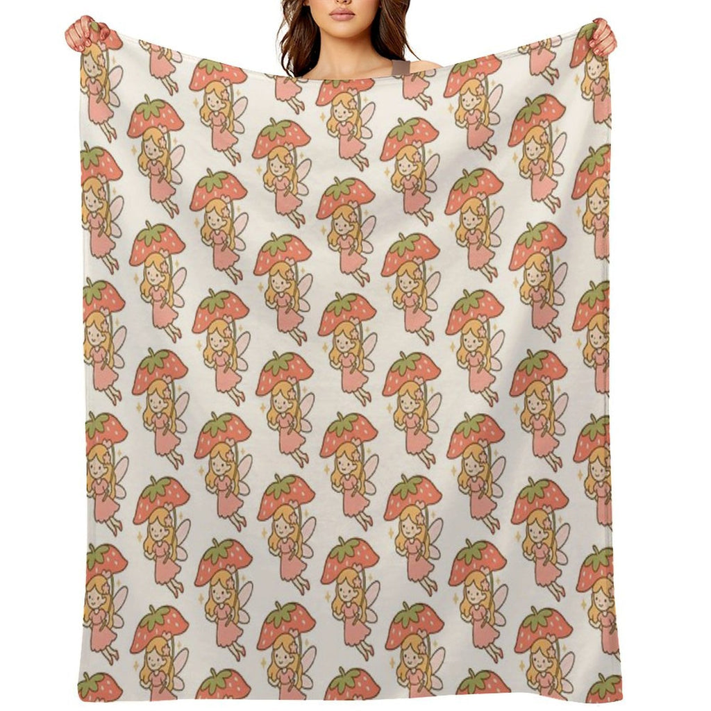Cute Strawberry Fairy All-season Throw Blanket