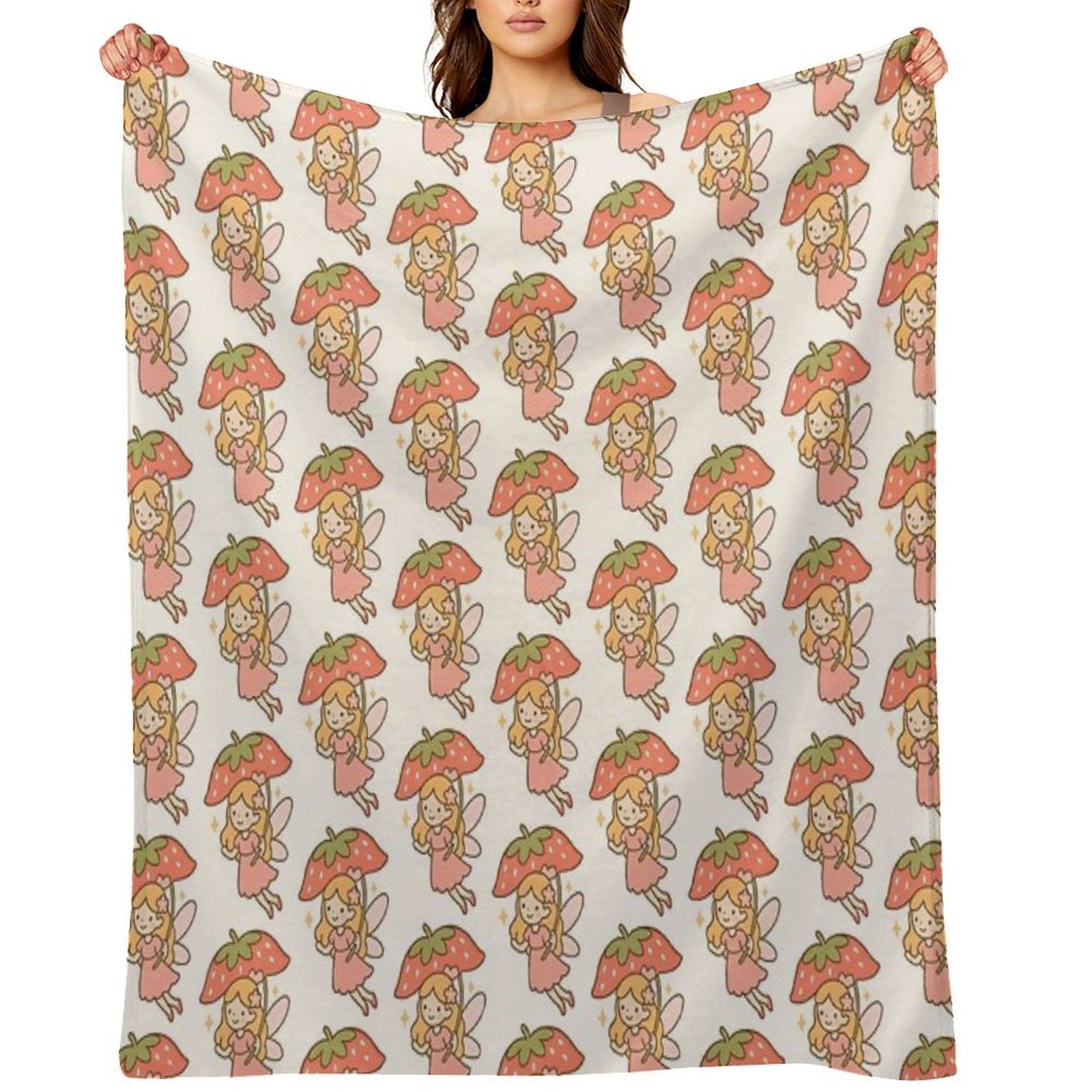 Cute Strawberry Fairy All-season Throw Blanket